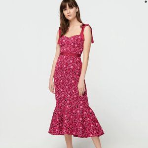 J Crew Eyelet Midi Dress with Flounce Hem